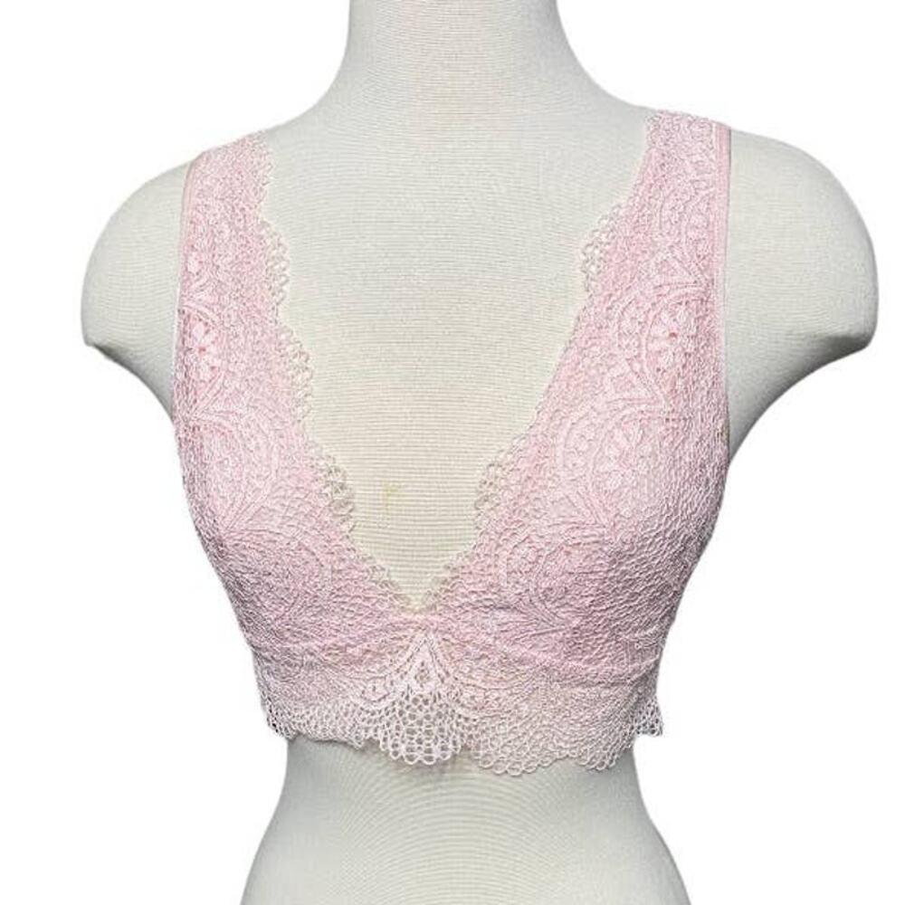NWOT pink stretch lace bralette Size Medium